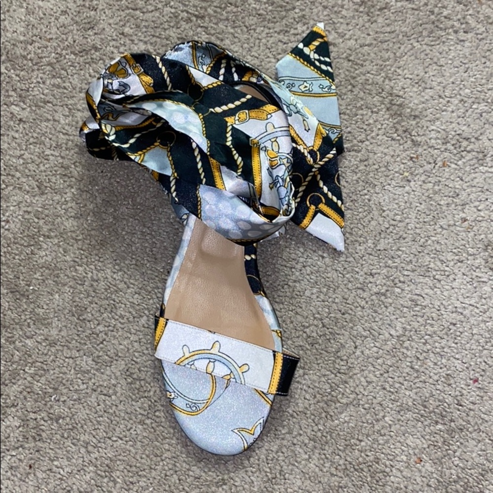 Never been worn super cute scarf lace up sandal